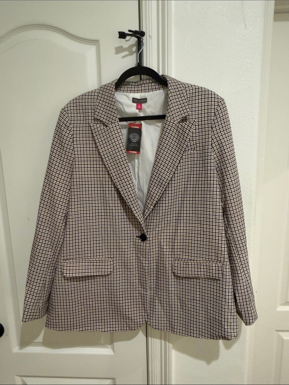 Vince camuto NWT size XL plaid blazer cream tan black